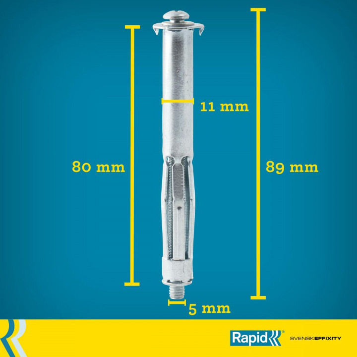 Wandpluggen en schroeven Rapid 5001552 Ø 11 x 80 mm M5 x 89 mm Metaal Uitbreiding (10 Stuks)