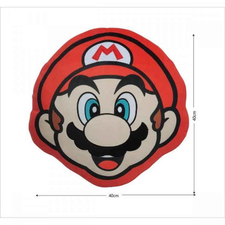Cuscino Mario Bros 41 x 3 x 41 cm Azzurro Bianco Marrone Nero Rosso Beige Poliestere Viso