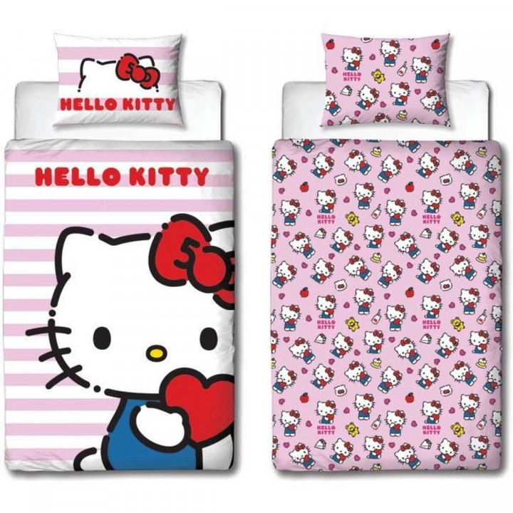 Bettbezug-Set Hello Kitty 25 x 5 x 30 cm Rosa Double size 2 Stücke