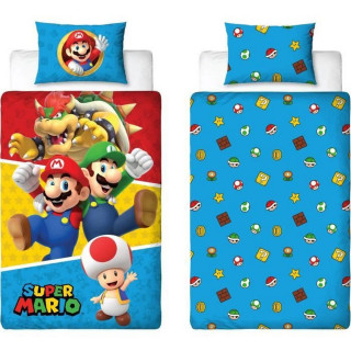 Parure de couette Mario Bros 25 x 4 x 30 cm Multicouleur Lit 2 persones 2 Pièces