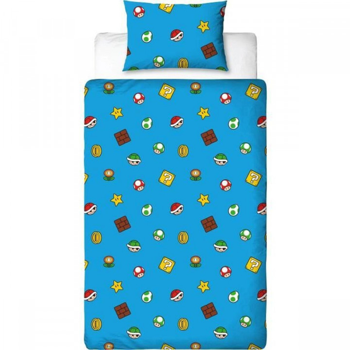 Set di copripiumino Mario Bros 25 x 4 x 30 cm Multicolore Ala francese 2 Pezzi