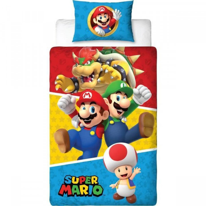 Juego de funda nórdica Mario Bros 25 x 4 x 30 cm Multicolor Cama de 140 2 Piezas