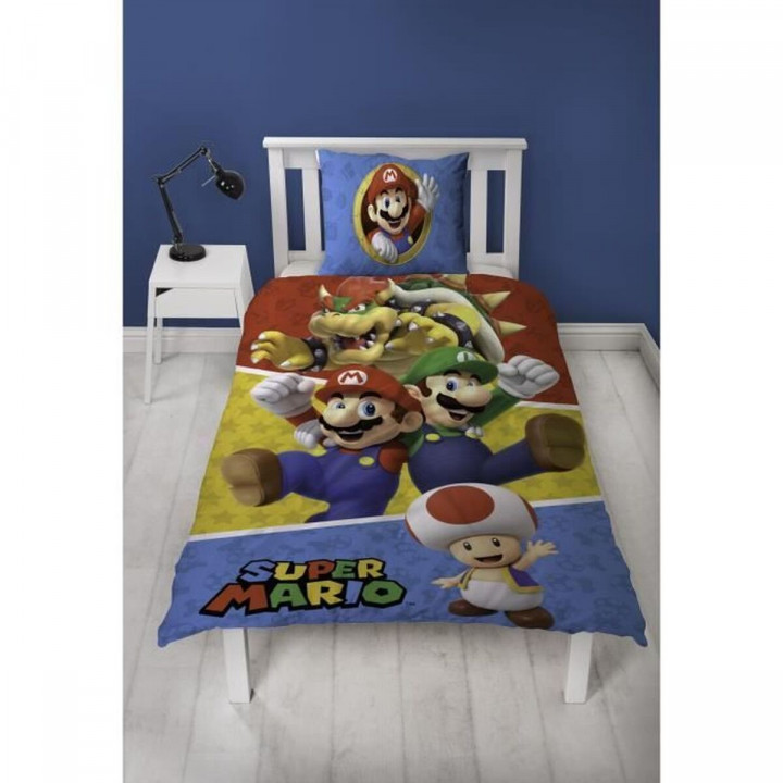 Parure de couette Mario Bros 25 x 4 x 30 cm Multicouleur Lit 2 persones 2 Pièces