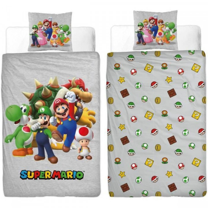 Set di copripiumino Mario Bros Multicolore Ala francese 2 Pezzi
