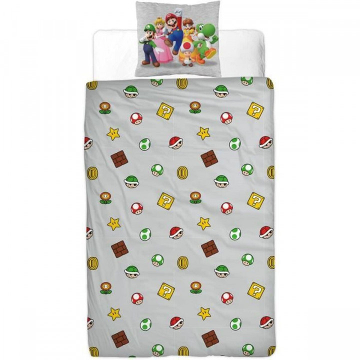 Duvet cover set Mario Bros Multicolour Double 2 Pieces