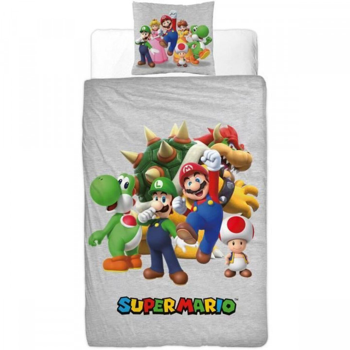 Set di copripiumino Mario Bros Multicolore Ala francese 2 Pezzi